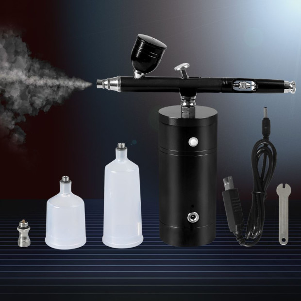 Airbrush Kit Compressor Cordless Dual Action USB Spray Paint Set Image 8