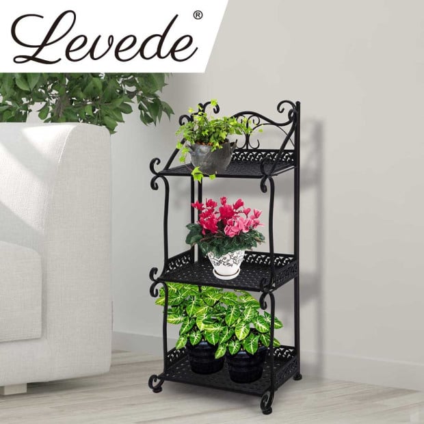 Plant Stand 3 Tiers Outdoor Indoor Metal Flower Pots Rack Garden Shelf 33cm x 20cm x 64cm Image 8