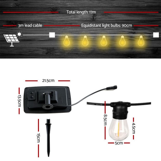 String Lights Solar Wedding Party Waterproof Outdoor - 17m Image 2