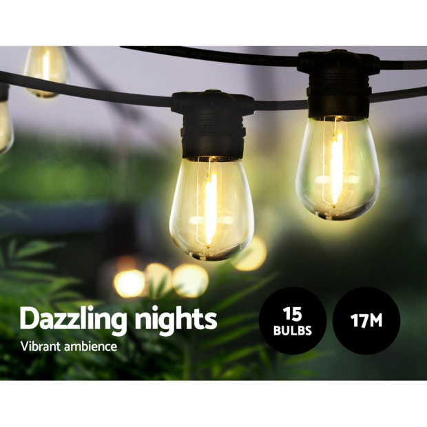 String Lights Solar Wedding Party Waterproof Outdoor - 17m Image 3