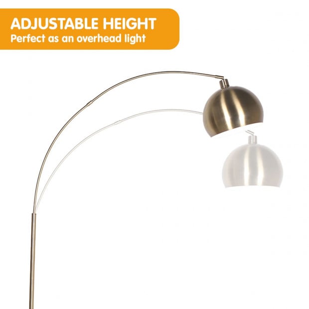 Sarantino Metal Arc Floor Lamp Antique Brass with Marble Base Image 6