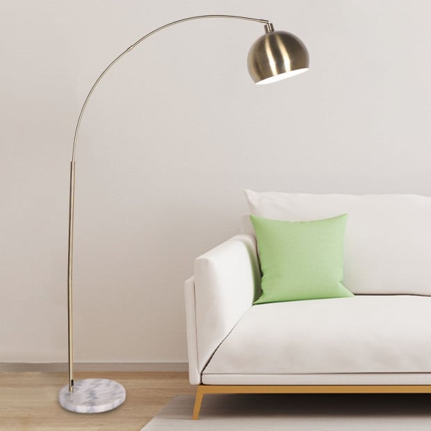 Sarantino Metal Arc Floor Lamp Antique Brass with Marble Base Image 7