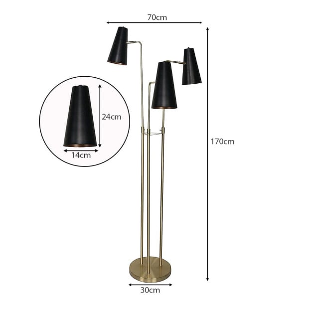 Sarantino Three Metal Shade Floor Lamp Image 2