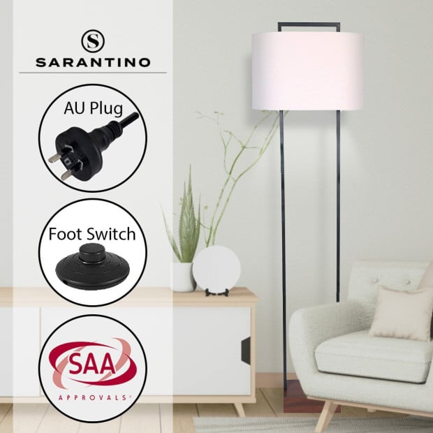 Sarantino Wood Floor Lamp in Cherry Finish Image 9