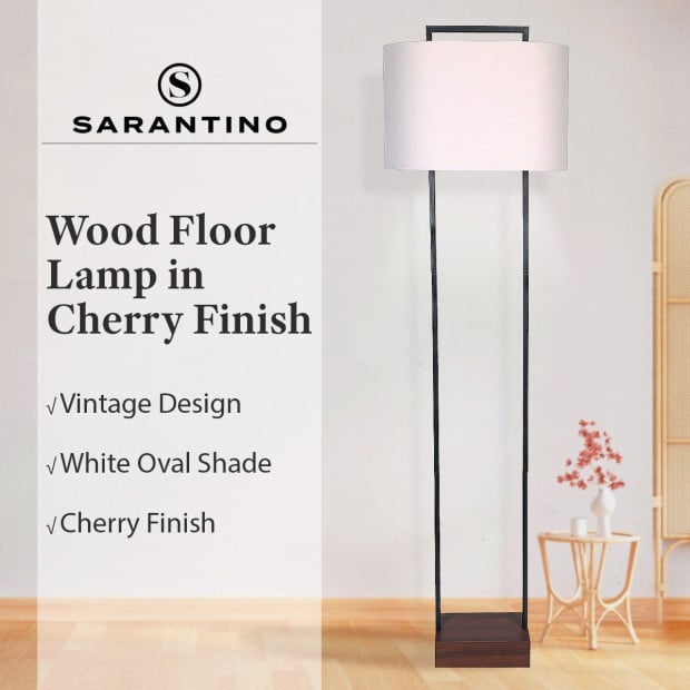 Sarantino Wood Floor Lamp in Cherry Finish Image 11