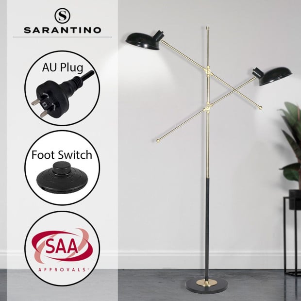 Sarantino Adjustable Two Light Lamp Black and Gold Finish Image 11