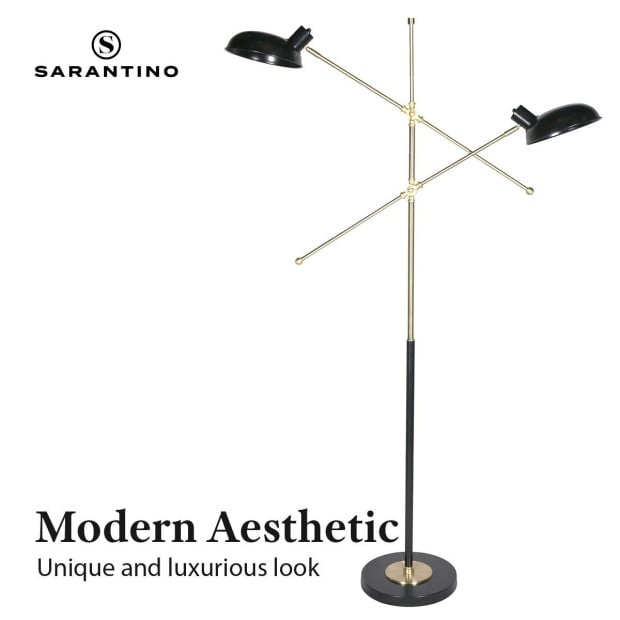 Sarantino Adjustable Two Light Lamp Black and Gold Finish Image 7