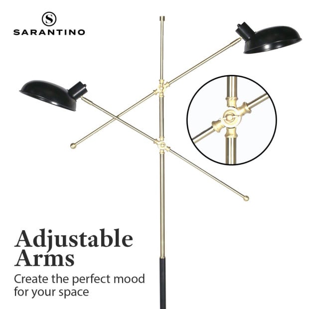 Sarantino Adjustable Two Light Lamp Black and Gold Finish Image 8