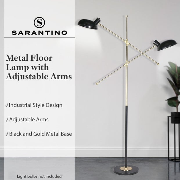 Sarantino Adjustable Two Light Lamp Black and Gold Finish Image 12