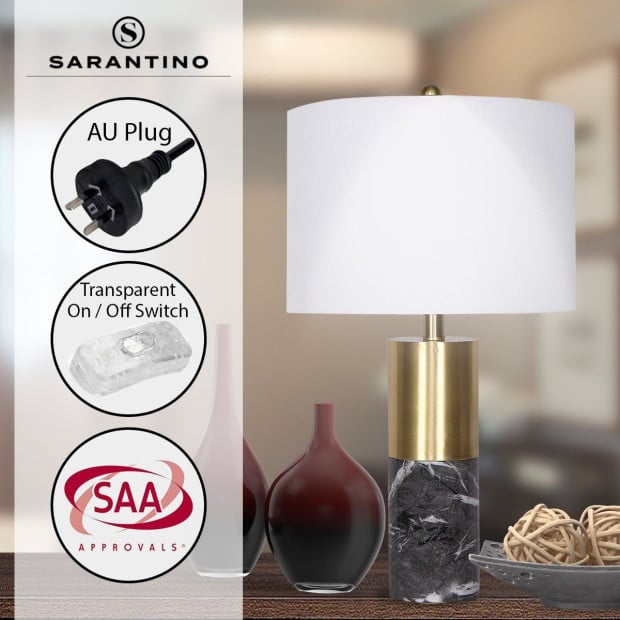 Sarantino Metal and Marble Table Lamp in Black Image 9