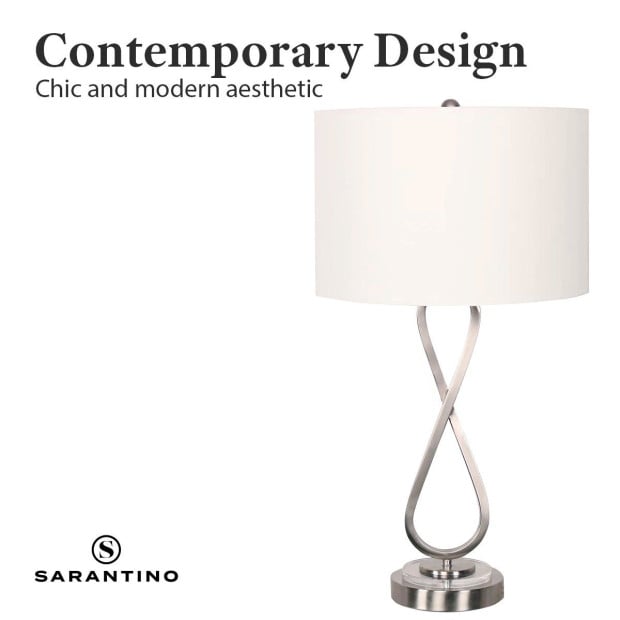 Sarantino Contemporary Table Lamp in Nickel Finish Image 6