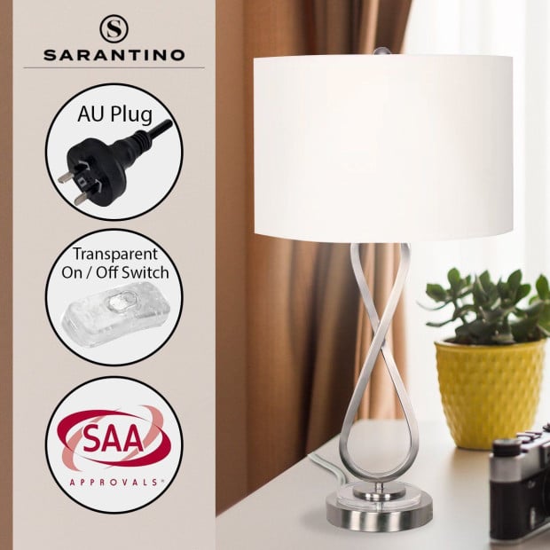 Sarantino Contemporary Table Lamp in Nickel Finish Image 9