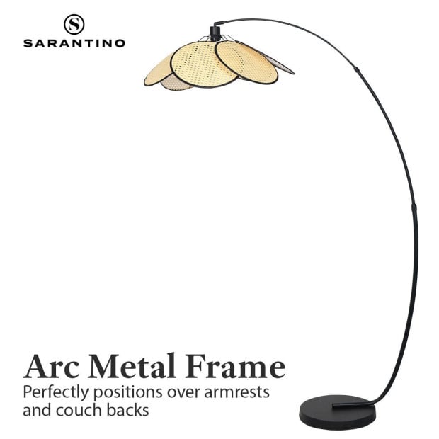 Sarantino Minimalist Synthetic Rattan Floor Lamp Image 6