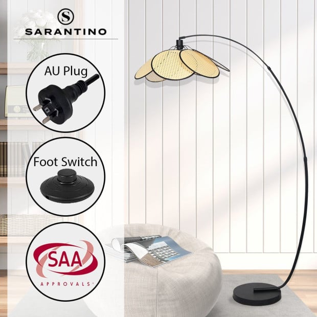 Sarantino Minimalist Synthetic Rattan Floor Lamp Image 9