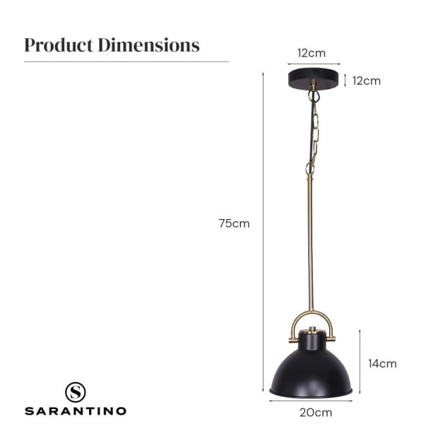 Sarantino Black and Gold Pendant Light Image 6