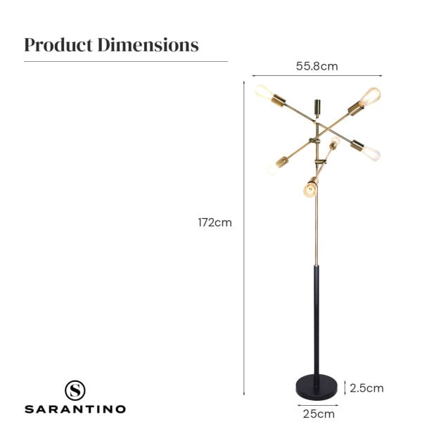 Sarantino 6-Light Metal Sputnik Floor Lamp Image 9