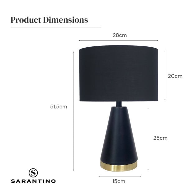 Sarantino Metal Table Lamp in Black and Gold Image 5