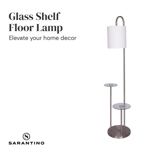 Sarantino 2-Shelf Metal Floor Lamp Image 2