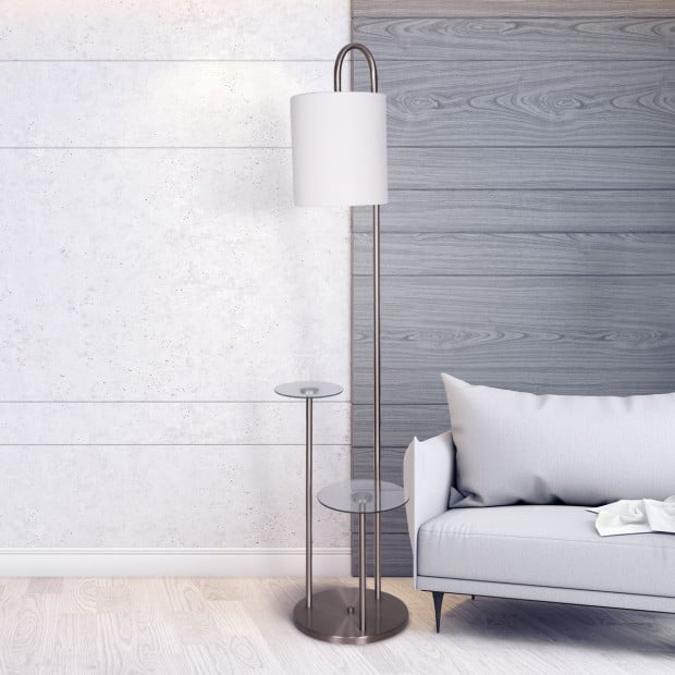 Sarantino 2-Shelf Metal Floor Lamp Image 4