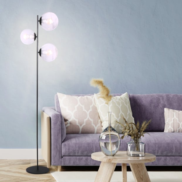 Sarantino Adjustable 3-Light Black Metal Floor Lamp Image 11