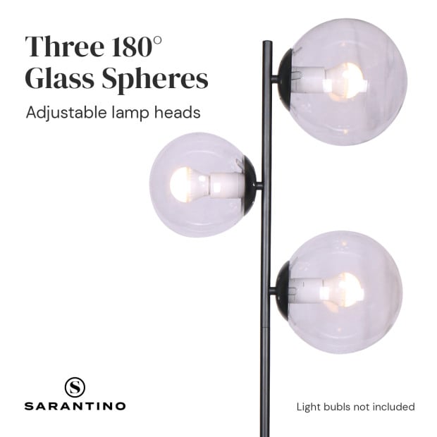 Sarantino Adjustable 3-Light Black Metal Floor Lamp Image 7