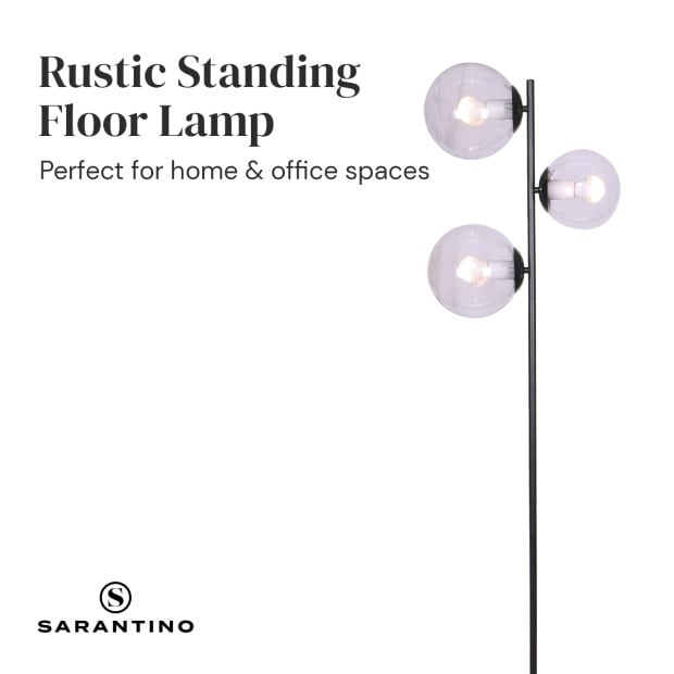 Sarantino Adjustable 3-Light Black Metal Floor Lamp Image 3