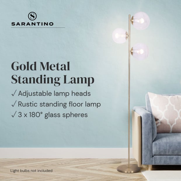 Sarantino 3-Light Gold Metal Floor Lamp Image 3