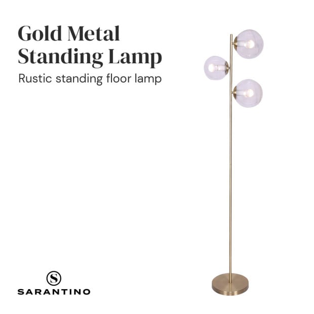 Sarantino 3-Light Gold Metal Floor Lamp Image 7