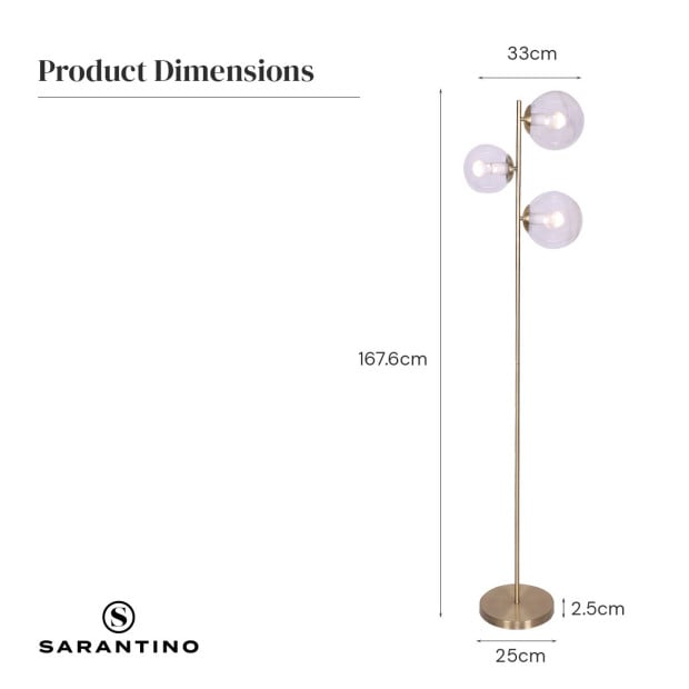 Sarantino 3-Light Gold Metal Floor Lamp Image 8