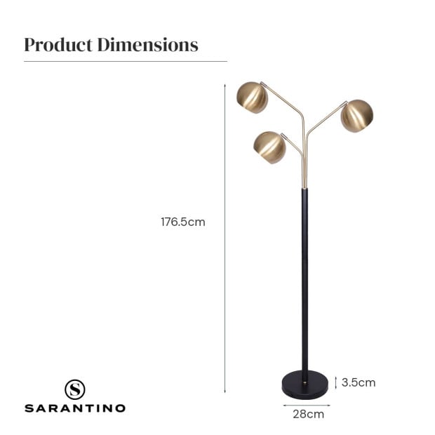 Sarantino Adjustable 3-Arm Arc Floor Lamp Image 5