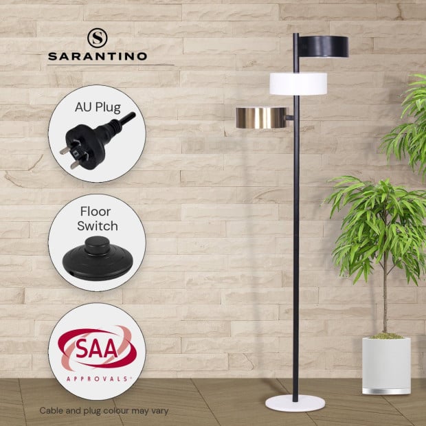 Sarantino 3-Shade Metal Floor Lamp with Marble Base Image 7