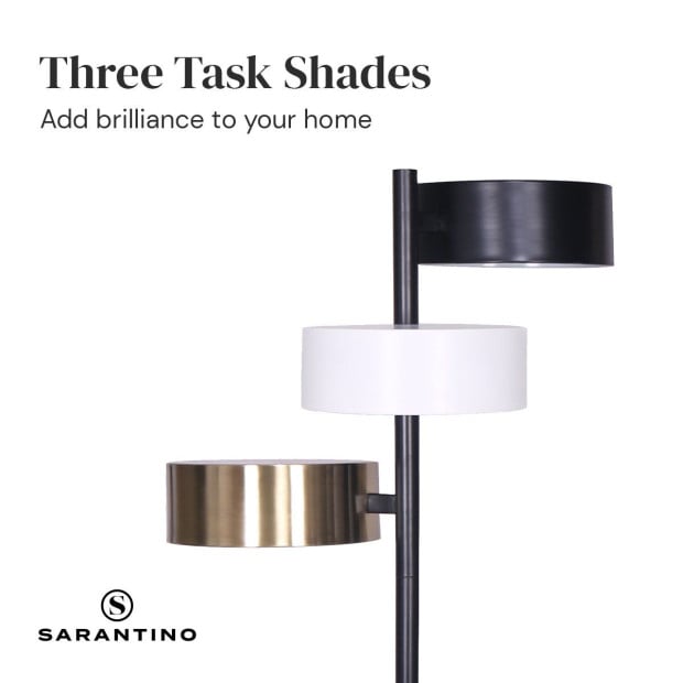 Sarantino 3-Shade Metal Floor Lamp with Marble Base Image 3