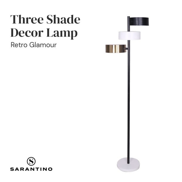 Sarantino 3-Shade Metal Floor Lamp with Marble Base Image 5