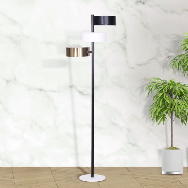 Sarantino 3-Shade Metal Floor Lamp with Marble Base Image 8