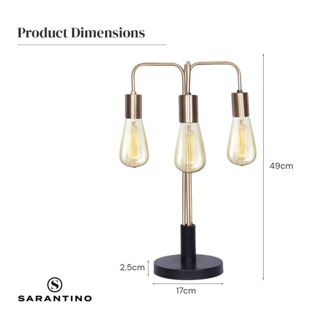 Sarantino 3-Light Industrial Table Lamp Image 5