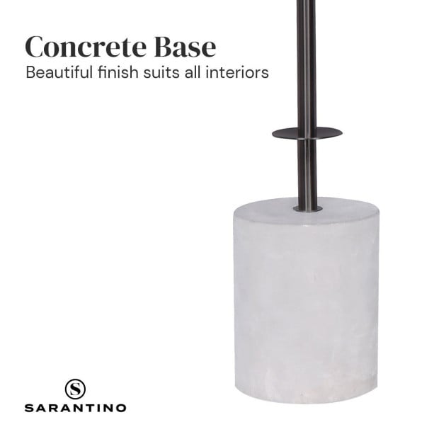 Sarantino Concrete & Metal Table Lamp with Off-White Linen Drum Shade Image 4
