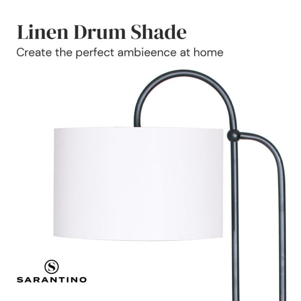Sarantino Metal Floor Lamp with Marble Base & Off-White Shade Image 10