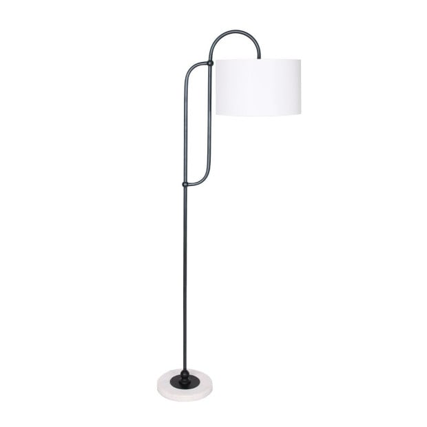 Sarantino Metal Floor Lamp with Marble Base & Off-White Shade Image 2