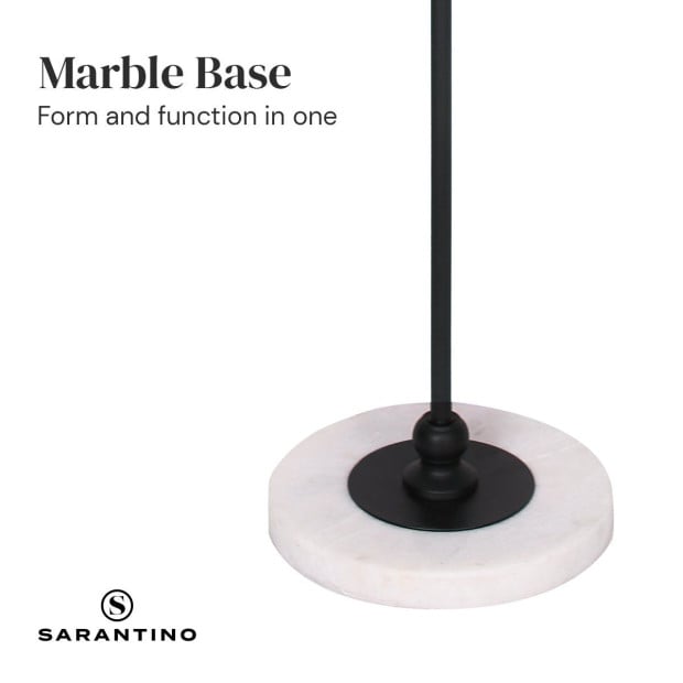 Sarantino Metal Floor Lamp with Marble Base & Off-White Shade Image 4