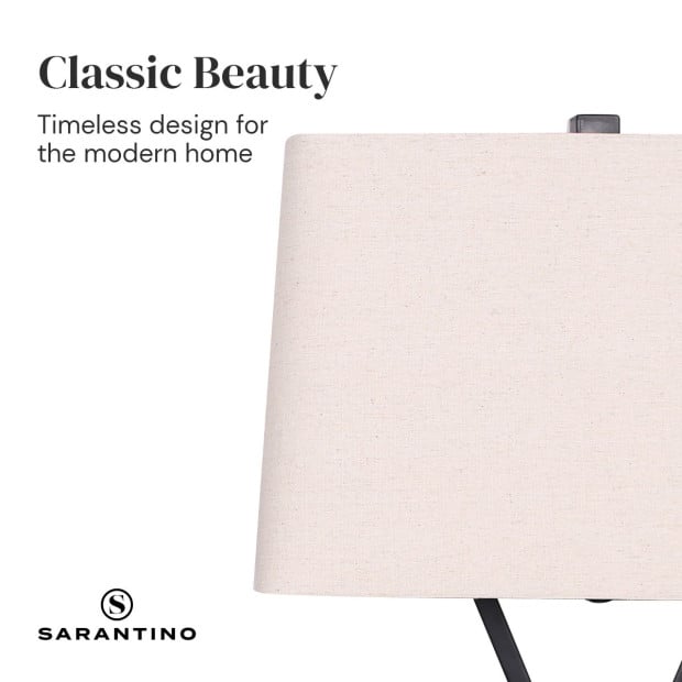 Sarantino Metal Table Lamp Pair with Rectangle Shade & X Stand Image 6