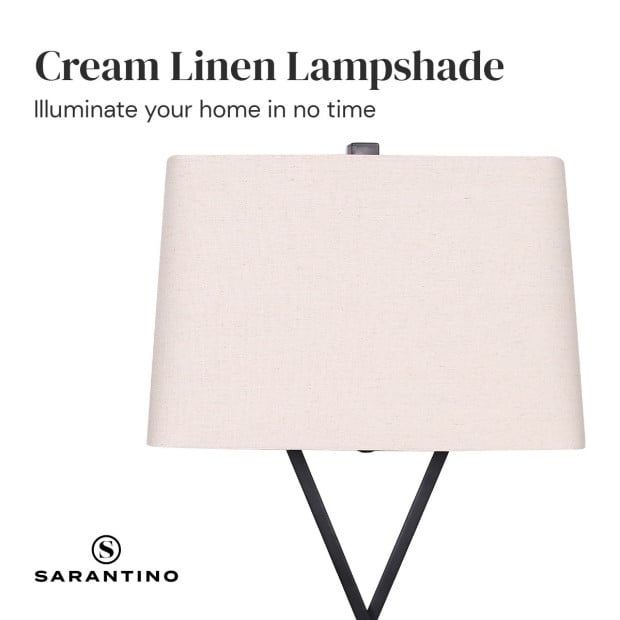 Sarantino Metal Table Lamp Pair with Rectangle Shade & X Stand Image 8