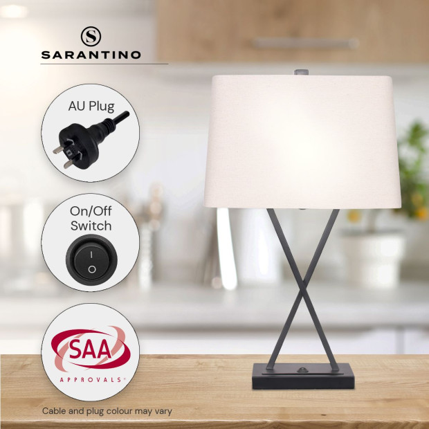 Sarantino Metal Table Lamp Pair with Rectangle Shade & X Stand Image 10