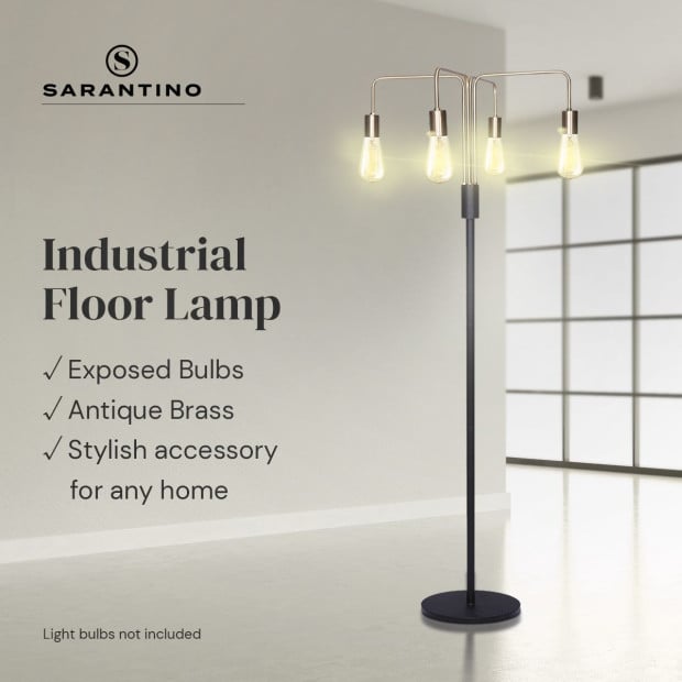 Sarantino 4-Light Industrial Floor Lamp Image 11