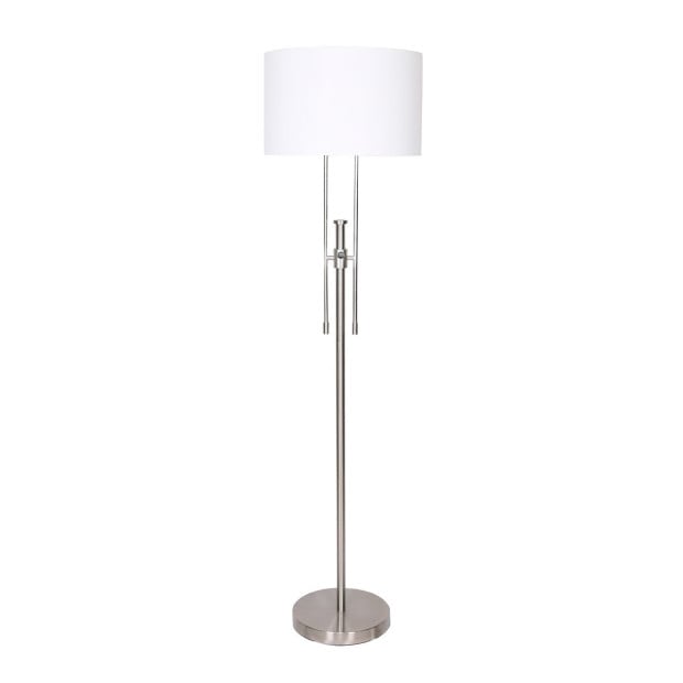 Sarantino Height-Adjustable Metal Floor Lamp - Brushed Nickel