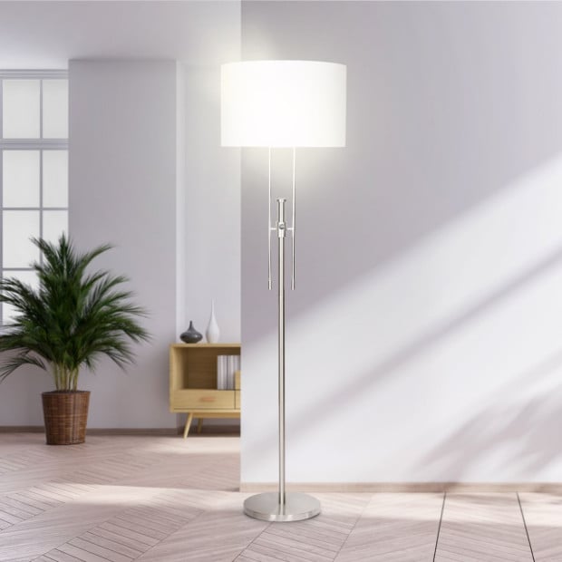 Sarantino Height-Adjustable Metal Floor Lamp - Brushed Nickel Image 11