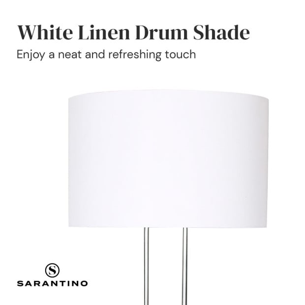 Sarantino Height-Adjustable Metal Floor Lamp - Brushed Nickel Image 6
