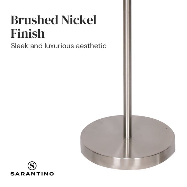 Sarantino Height-Adjustable Metal Floor Lamp - Brushed Nickel Image 8