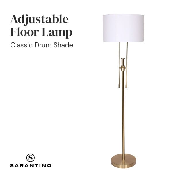 Sarantino Height-Adjustable Metal Floor Lamp - Brushed Gold Image 5