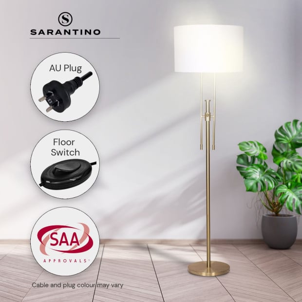 Sarantino Height-Adjustable Metal Floor Lamp - Brushed Gold Image 10