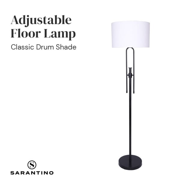 Sarantino Height-Adjustable Metal Floor Lamp Matte Black Image 4